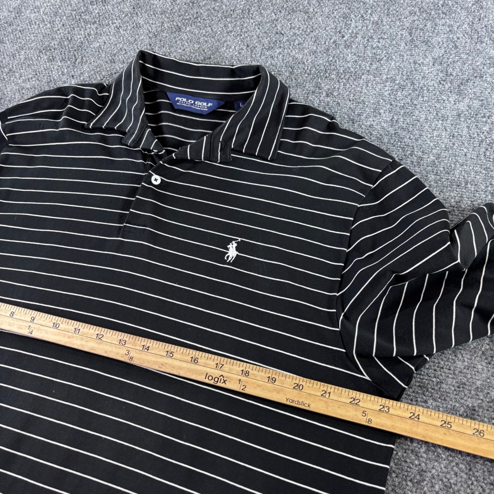 Polo Golf Ralph Lauren Polo Shirt Mens L Black Striped Pima Cotton Short Sleeve - Picture 2 of 7